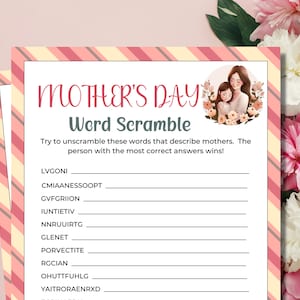 Mothers Day Word Scramble Game | Mothers Day Unscramble Game | Mothers Day Games | Mothers Day Party | Family Games | Mothers Day Activities
