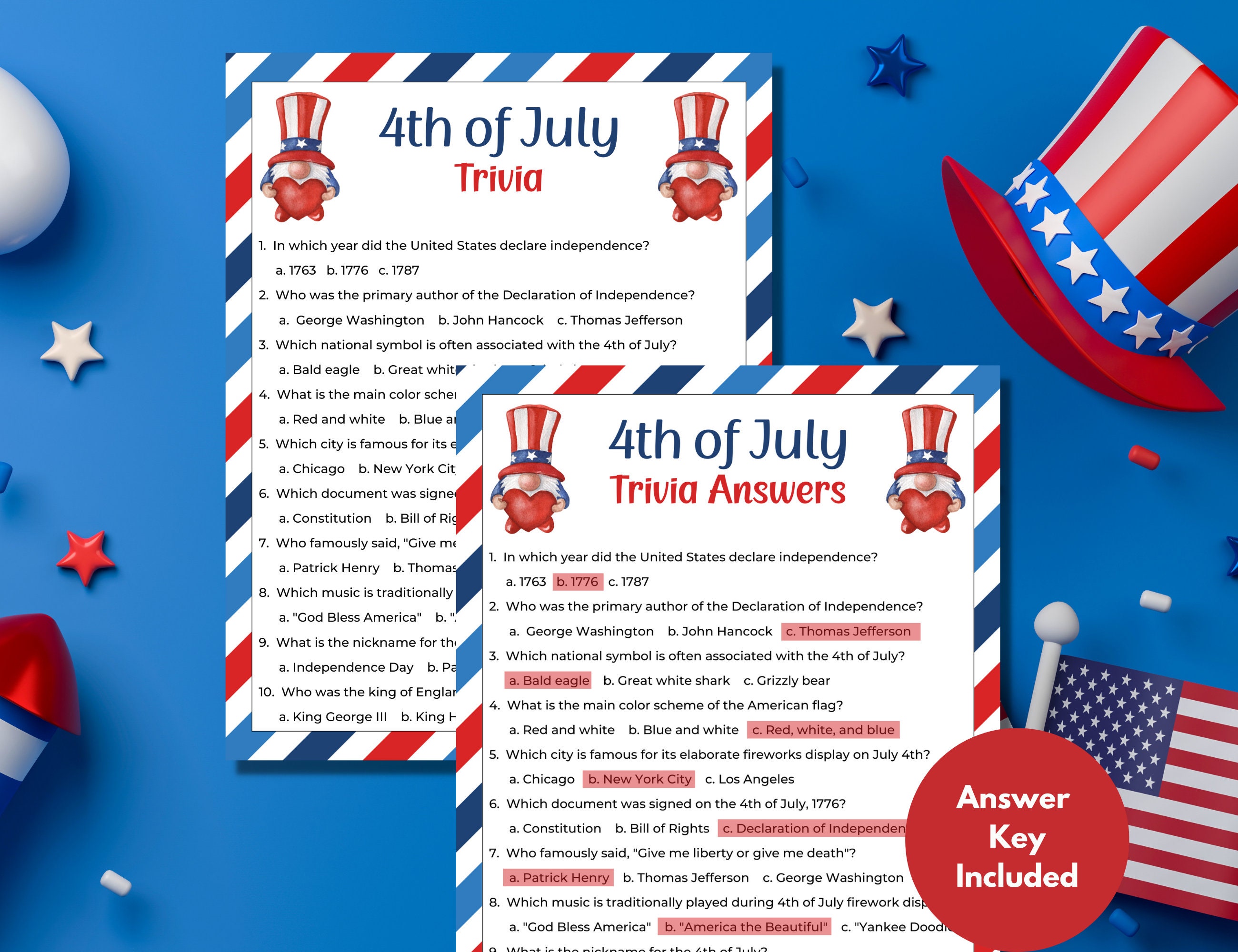 4th of July Trivia Game | 4th of July Games | Family Games | Printable ...