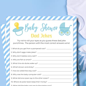 Dad Jokes Baby Shower Game | Dad Jokes Trivia Game | Printable Baby Shower Games | Party Game | Baby Boy Shower | Fun Baby Shower Game