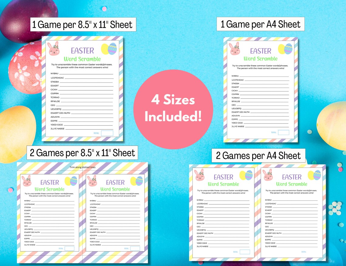 Easter Word Scramble Game Easter Unscramble Game Easter Games Party ...