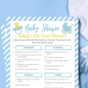 What&#39;s on Your Phone Baby Shower Game | Baby Shower Phone Game | Printable Baby Shower Games | Party Game | Baby Boy Shower | Ice Breaker