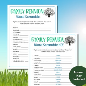 Family Reunion Word Scramble | Family Reunion Unscramble Game | Family ...