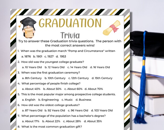 Printable Graduation Trivia Game, Graduation Gifts, Grad Party Games ...