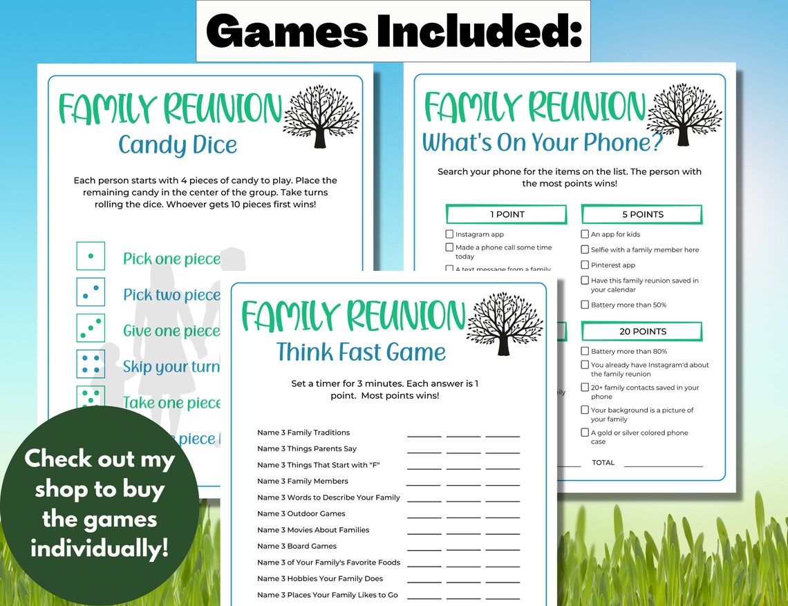 Family Reunion Games Family Game Night Family Reunion Game Bundle ...