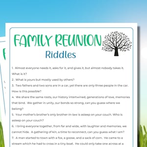 Family Reunion Riddles | Family Reunion Riddle Me This | Family Reunion Games | Family Reunion Activity | Family Games | Printable Games