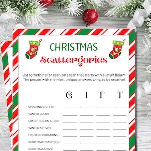 Christmas Scattergories Game | Christmas Word Game | Christmas Games | Christmas Party Games | Holiday Games | Family Games | Kids Activity