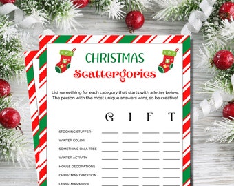 Christmas Scattergories Game | Christmas Word Game | Christmas Games | Christmas Party Games | Holiday Games | Family Games | Kids Activity