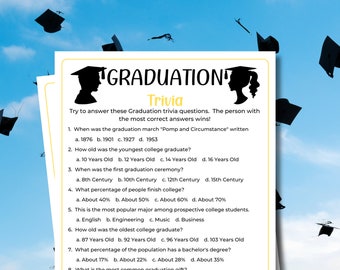 Graduation Trivia Game | 2026 Graduation Games | Graduation Party | Graduation Family Games | Graduation Printables | Printable Games