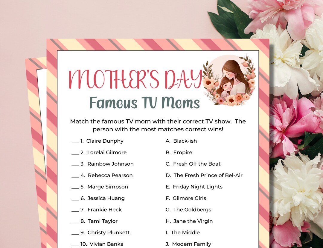 Famous TV Moms Mothers Day TV Quiz Mothers Day Trivia Game Mothers Day