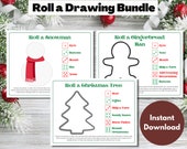Roll a Christmas Drawing, Dice Game, Christmas Printable Game, Kids Game, Family Game Night, Digital Download