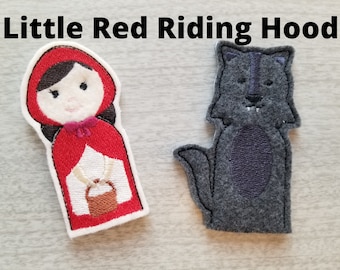Little Red Riding Hood, Embroidered Felt Finger Puppets, Storybook Puppets, Sold Individually or as a Set