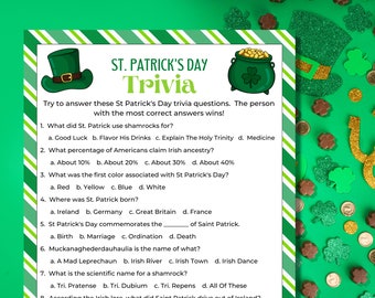 St Patrick's Day Trivia Game, St Patrick's Day Games, St Patrick's Day Party Game, St Patrick's Day Family Games, Kids party games