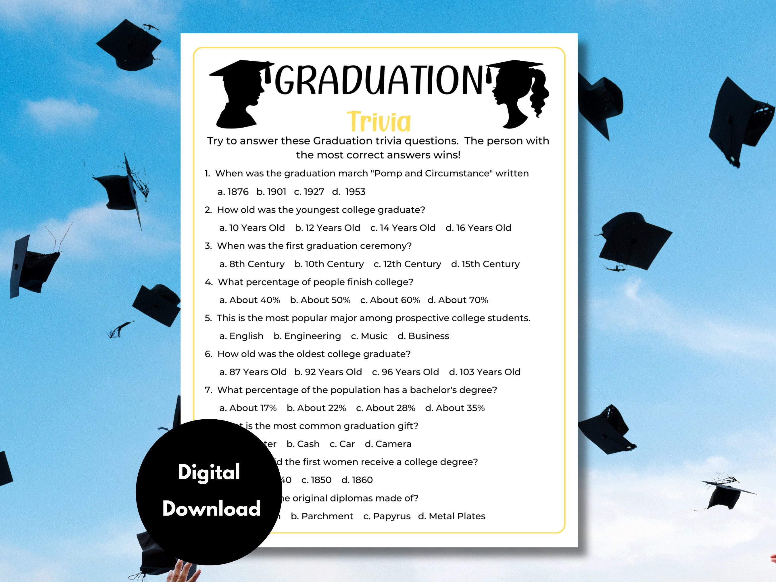 Graduation Trivia Game | 2024 Graduation Games | Graduation Party ...
