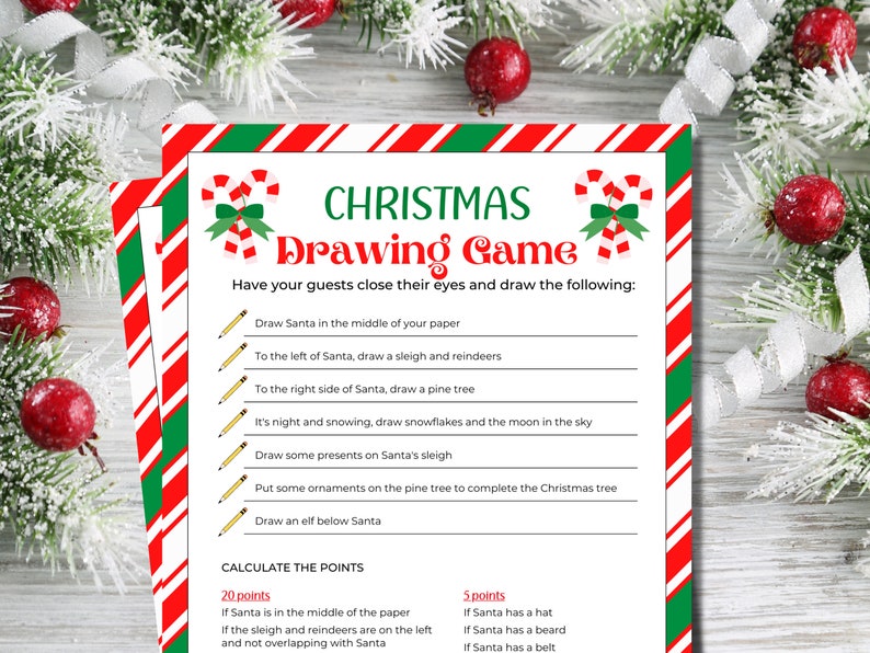 Christmas Drawing Game Kids Games Christmas Games Christmas Party Games