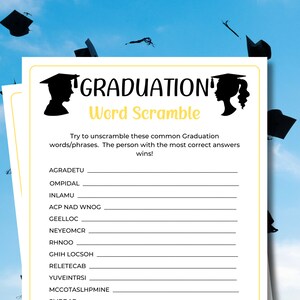 Graduation Word Scramble Game | Graduation Unscramble Game | 2024 Graduation Games | Graduation Party | Graduation Family Games | Printables