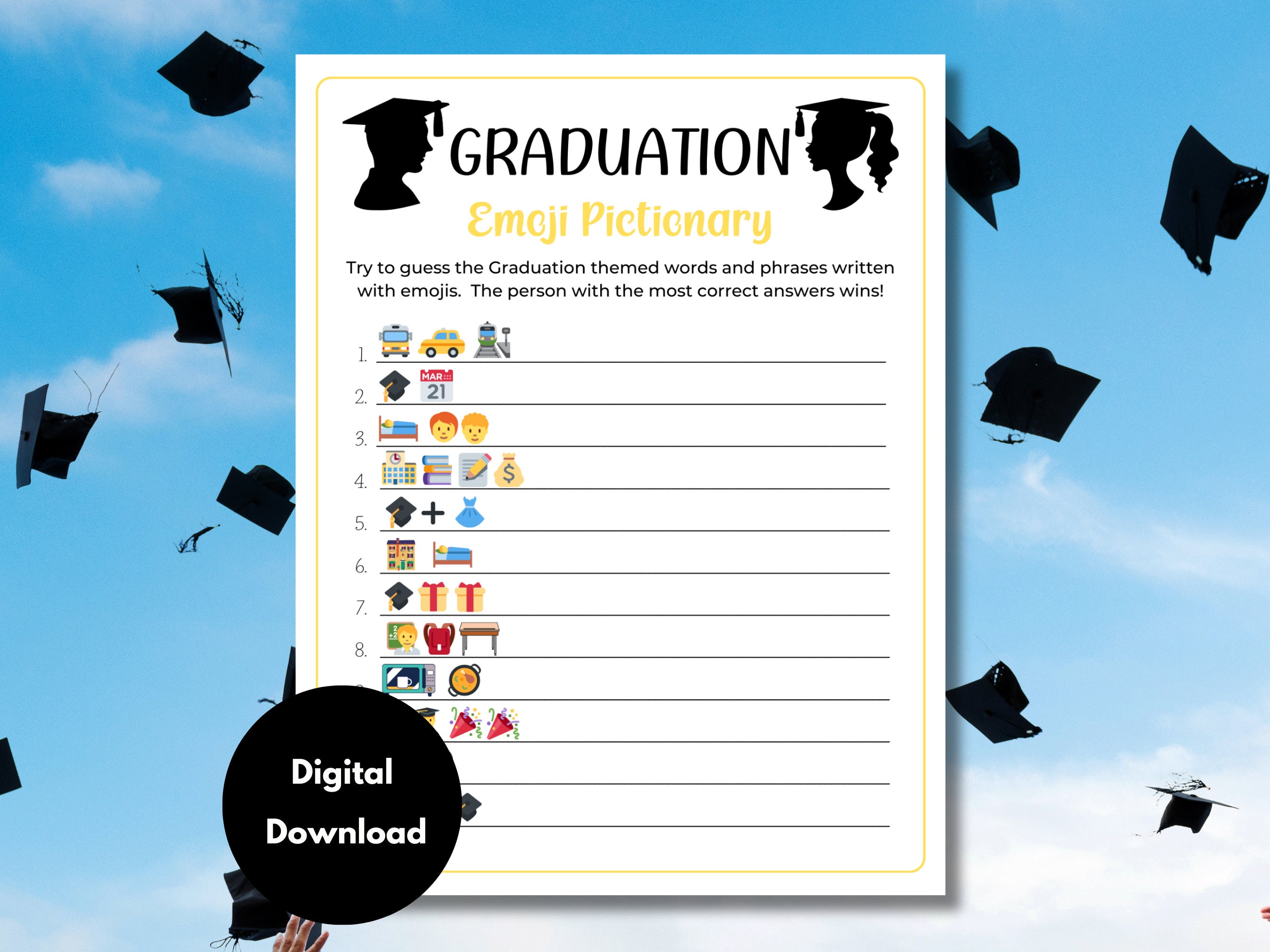 Graduation Emoji Pictionary | Graduation Emoji Game | 2026 Graduation ...