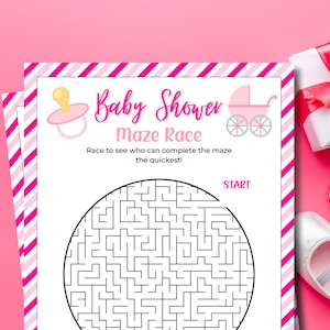 Baby Shower Maze Race | Kids Maze Game | Printable Baby Shower Games | Baby Contest Game | Baby Girl Shower | Baby Shower Games for Kids