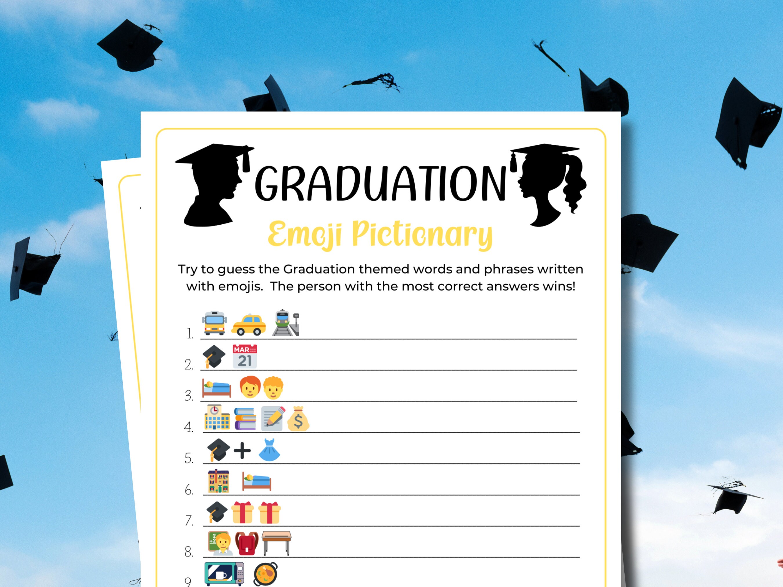 Graduation Emoji Pictionary | Graduation Emoji Game | 2026 Graduation ...