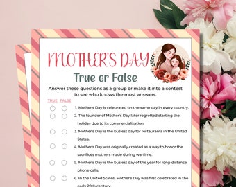 Mothers Day True or False Game | Mothers Day This or That | Mothers Day Trivia Game | Mothers Day Games | Mothers Day Party | Family Games