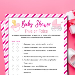 Baby Shower True or False Game | Baby Girl Trivia | Baby Shower Games | Party Games | Baby Girl Shower | Baby Girl | Shower Games | Trivia