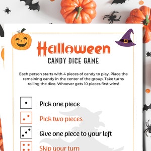 Halloween Candy Dice | Halloween Games | Kids Game | Family Game Night | Family Games | Printable Games | Halloween Activities | Party Games