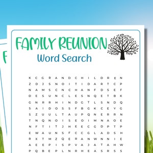 Family Reunion Word Search | Family Reunion Word Puzzle | Family Reunion Games | Family Games | Family Game Night | Printable Games