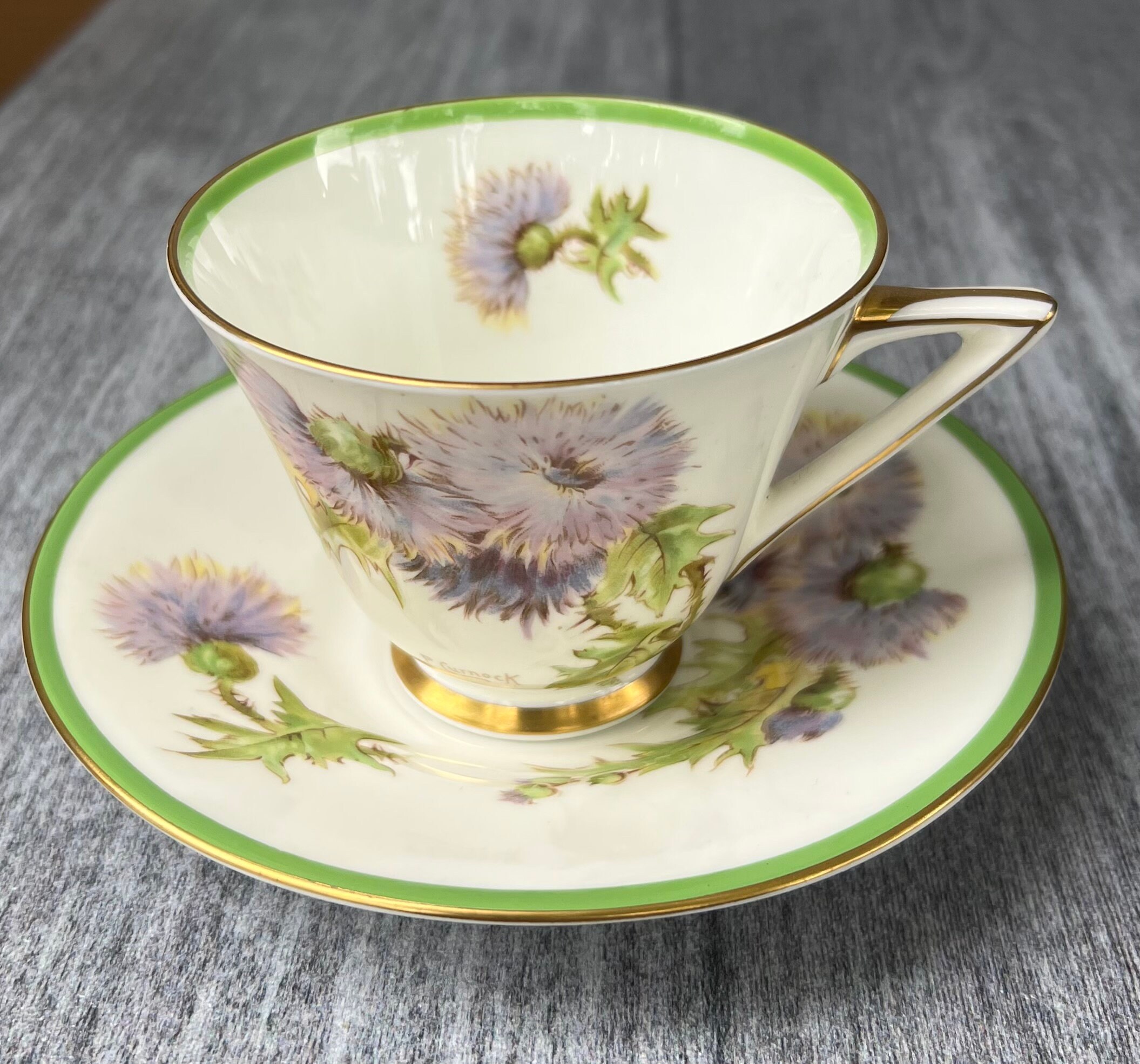 Royal Doulton Glamis Thistle Signed P. Curnock English Bone China Cup