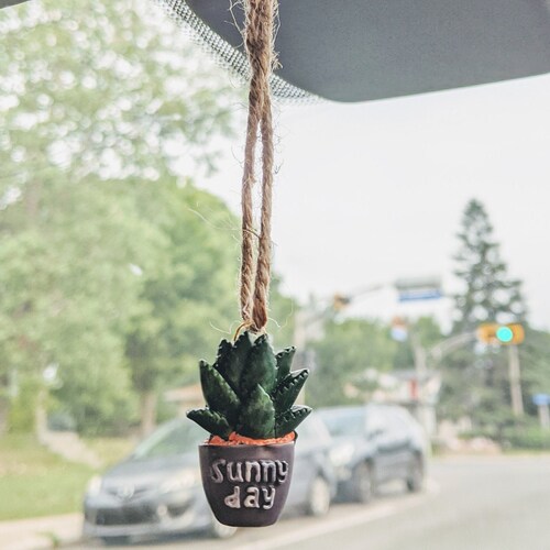 Car Rear View Mirror Hangings Car Mirror Pendant Cactus Car Etsy Canada