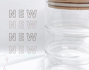 Stackable Glass Jar with Bamboo lid / Comes with 3 labels / Pantry labels and pantry organisation