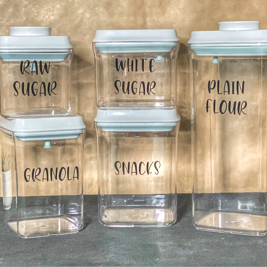 Push Top Pantry Container Set with labels / 5 piece pantry set Etsy