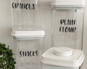 Push Top Pantry Container Set with labels / 5 piece pantry set with labels