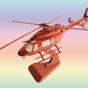 Helicopter B-427 Handcrafted Mahogany Model