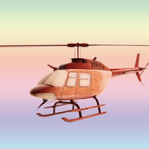 Helicopter B-206 B Handcrafted Mahogany Model