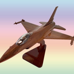 General Dynamics F-16 Fighting Falcon Handcrafted Model Mahogany