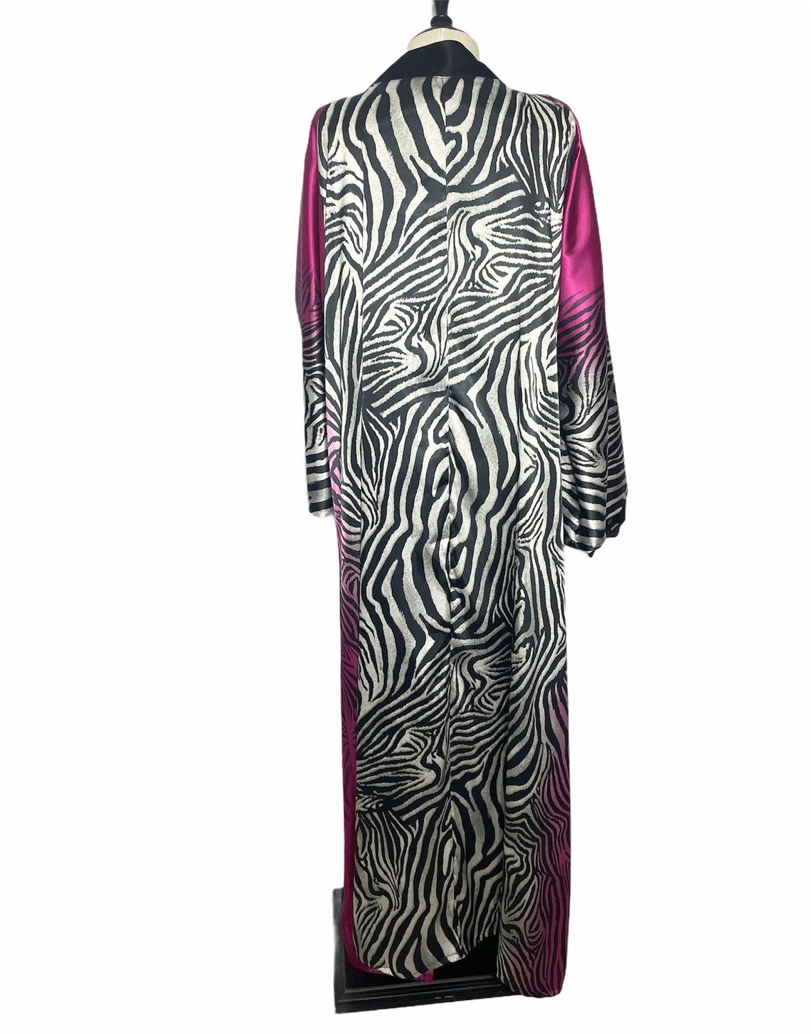 Pink Satin Kimono Jacket With Zebra Print Design Long Kimono - Etsy