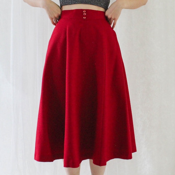 jupe vintage en laine rouge S