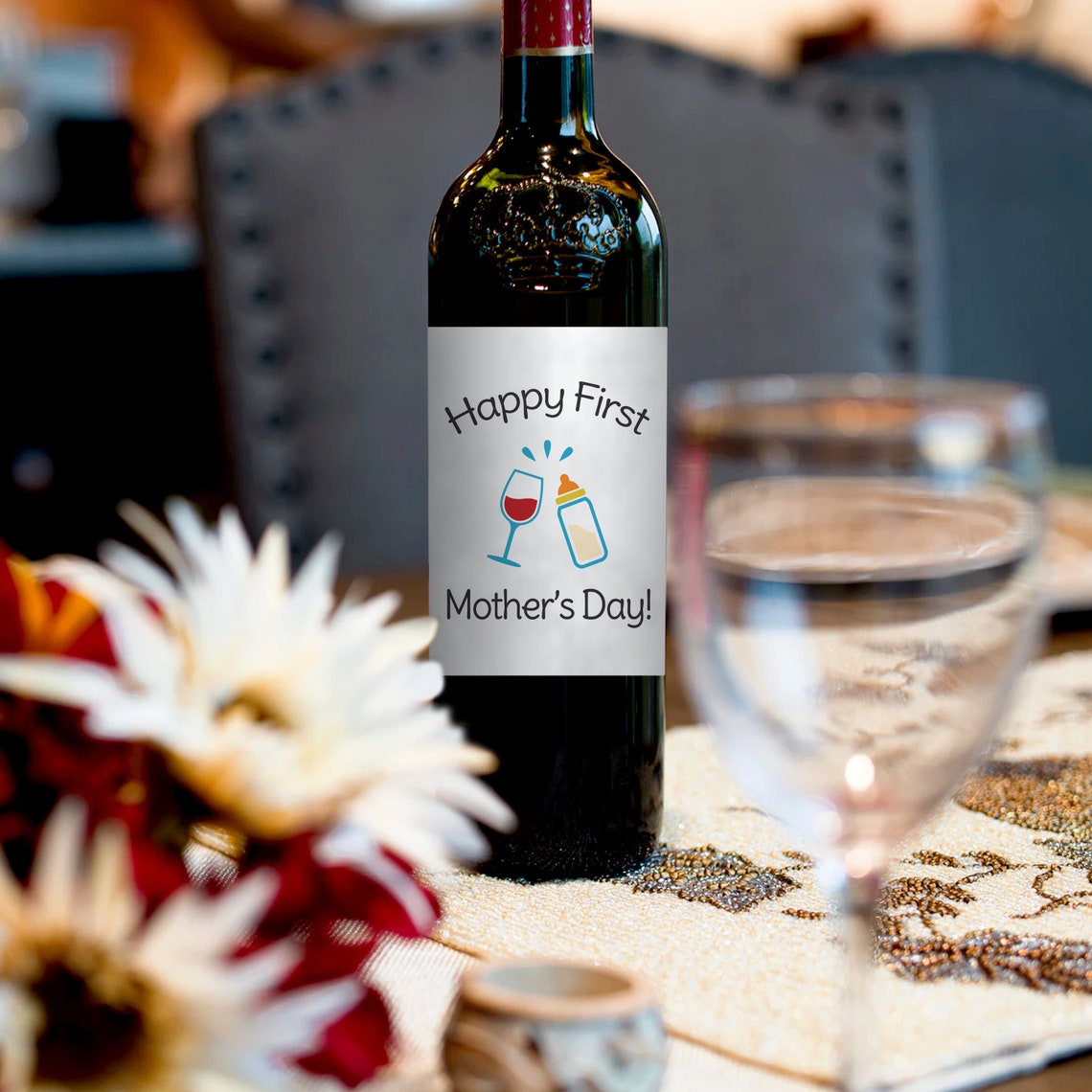 Happy First Mother's Day Wine Label First Mother's Etsy