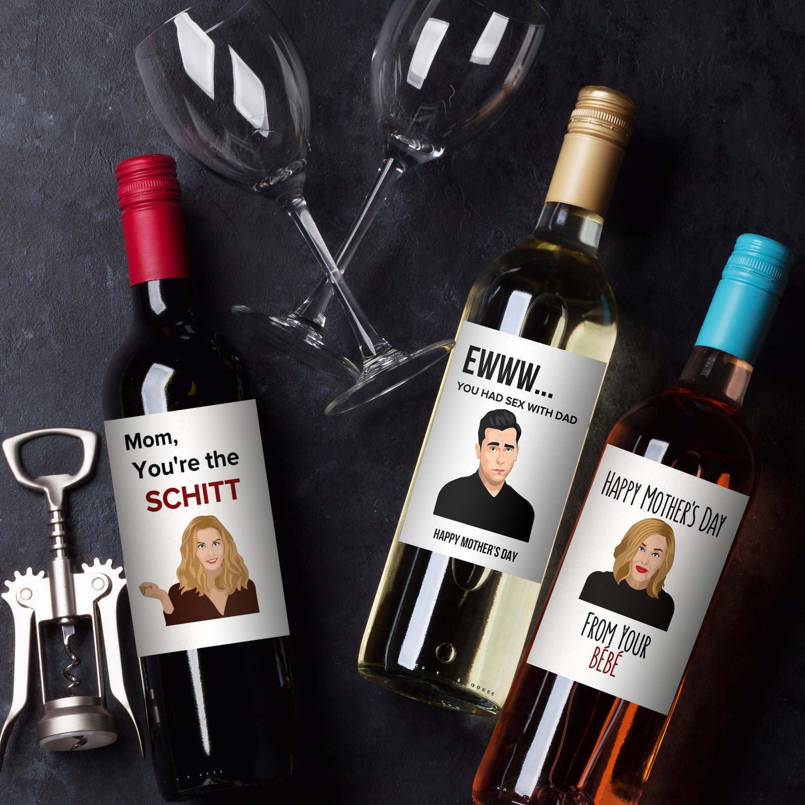 Schitt's Creek Mother's Day Wine Labels Schitt's Etsy