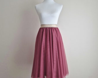 Soft tulle skirt berry with elegant elastic waistband - registry office / wedding / bridesmaid