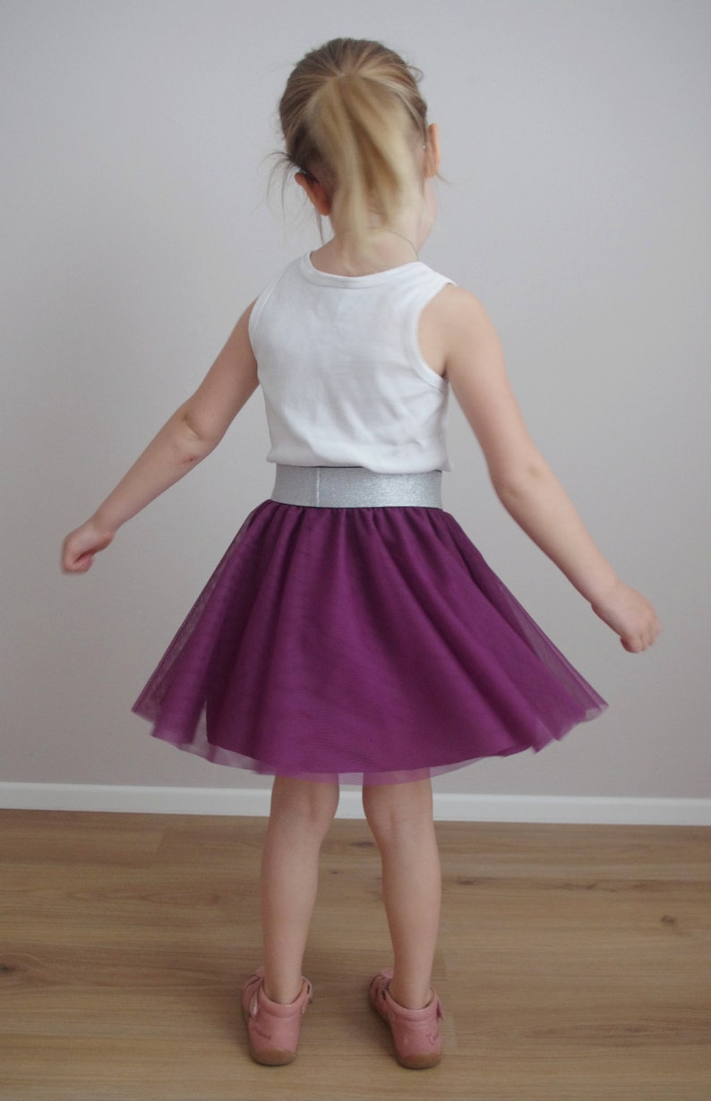 Girls' tulle skirt with glitter elastic waistband wedding flower girl communion image 6