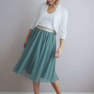 Soft eucalyptus tulle skirt with elegant elastic waistband - registry office / wedding / bridesmaid