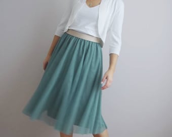 Soft eucalyptus tulle skirt with elegant elastic waistband - registry office / wedding / bridesmaid