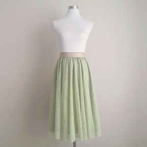 Soft tulle skirt sage green with elegant elastic waistband - registry office / wedding / bridesmaid