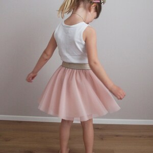 Girls' tulle skirt with glitter elastic waistband wedding flower girl communion image 2