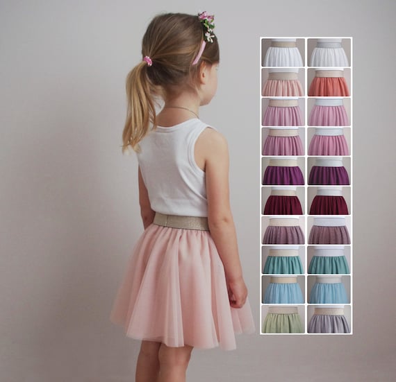 Girls Tulle Skirt With Glitter Elastic Waistband Wedding Flower Girl Communion Etsy
