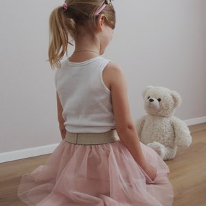 Jupe fille en tulle avec ceinture élastique pailletée communion de demoiselle d'honneur de mariage image 3