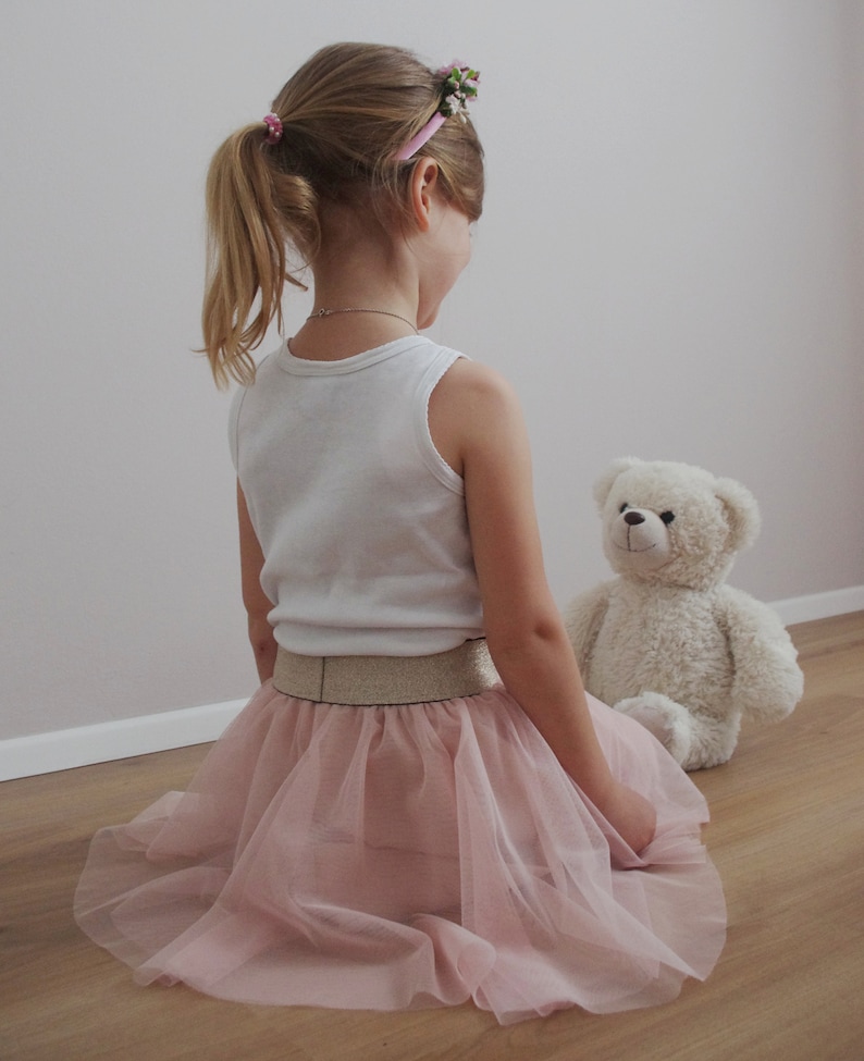 Girls' tulle skirt with glitter elastic waistband wedding flower girl communion image 3