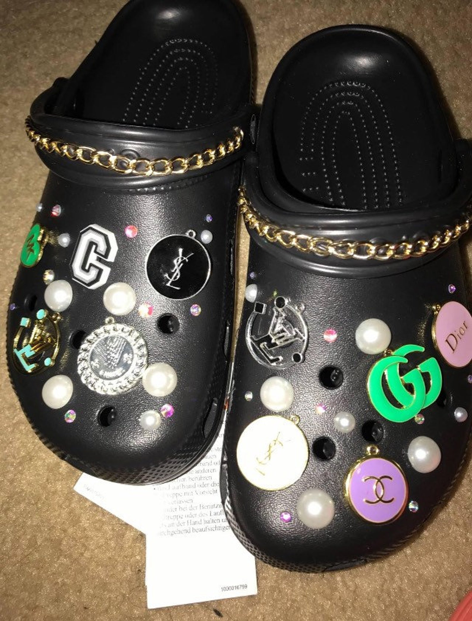 Adults Customized Crocs With Diamonds & Pearls Etsy