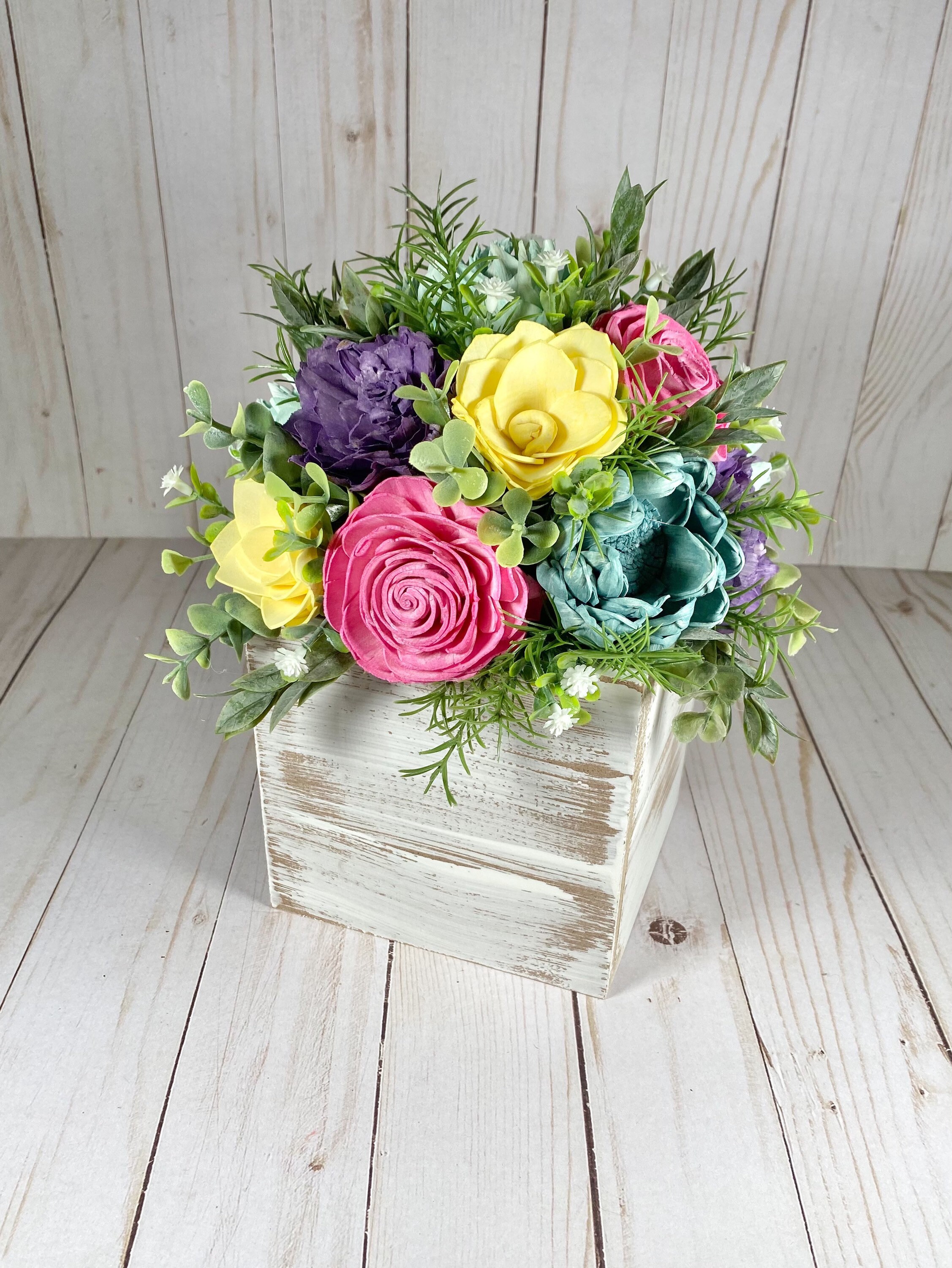 Custom Wood Flower Arrangement / Table Centerpiece / Rustic Etsy