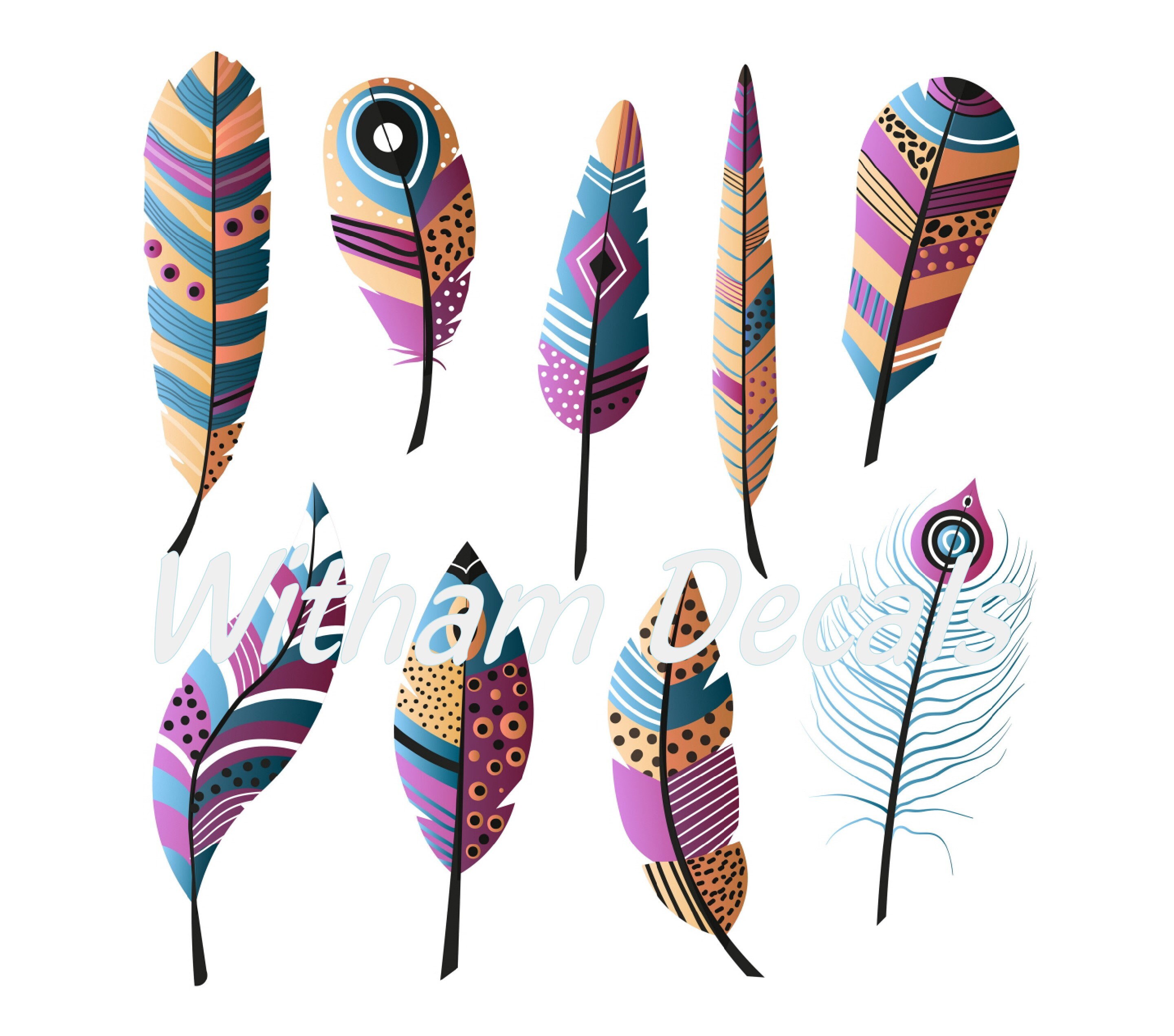 American Indian Feathers No1 vinyl print Wall Sticker Decal A5 Etsy